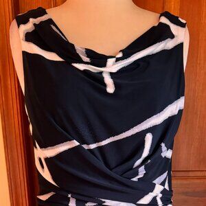 Jones New York Scoop Neck Fit & Flare Dress Front Wrap Waist, Sz 12, EUC